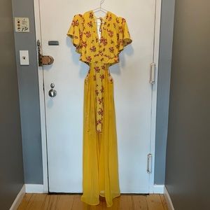 yellow, floral, dress